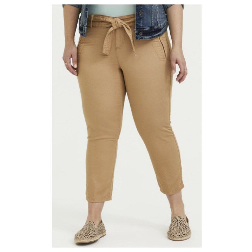 Torrid Crop Skinny Stretch Twill Mid Rise Pant Light Brown Size 16